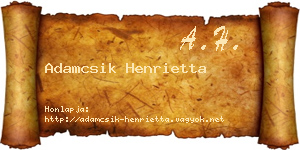 Adamcsik Henrietta névjegykártya
